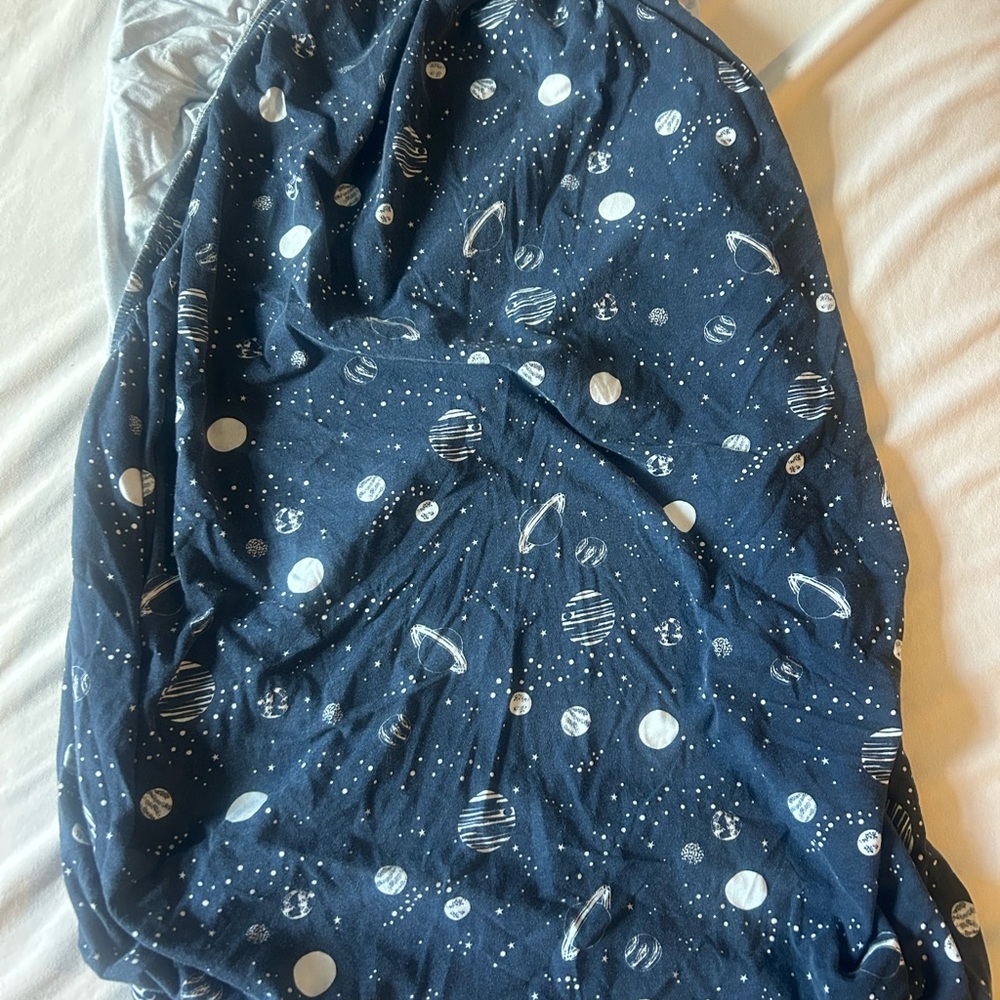 Winter Water Factory space themed crib sheet